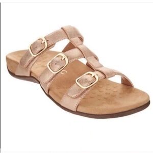 VIONIC Misa Orthotic Slide Sandal Women's 10 Metallic Rose Gold